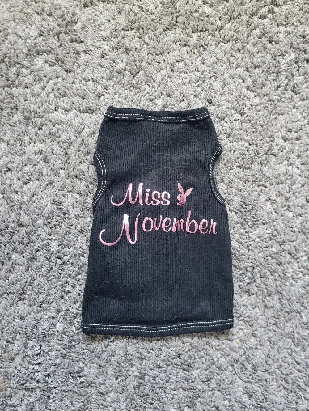 Pet 'Miss November' Pet Tank Top with Pink Playboy Bunny Size Xsm Blk *NWOT